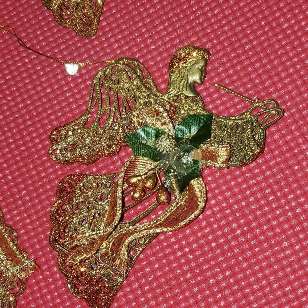 Angel Glitter Christmas Ornaments Set of 5